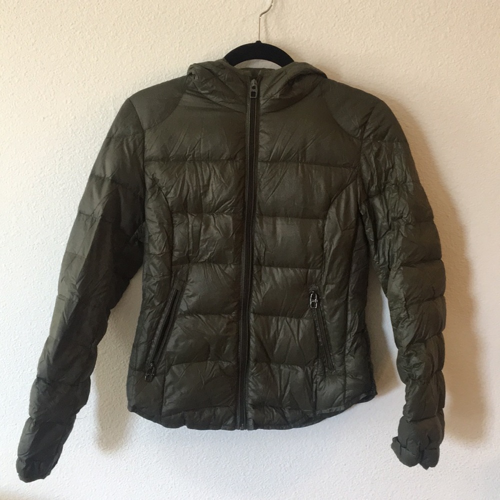 Green Puffer Jacket with Hood